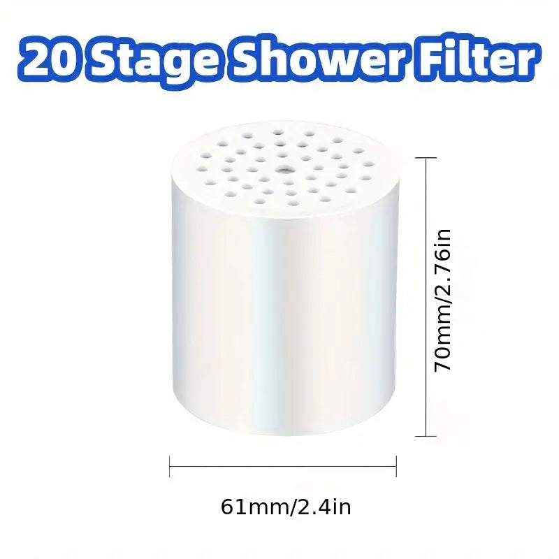 CrystalFlowQ 20-Stage Shower Filter Replacement Cartridge, 1/2/4pcs - Removes Chlorine & Heavy Metals for Healthier Skin, Hair & Nails