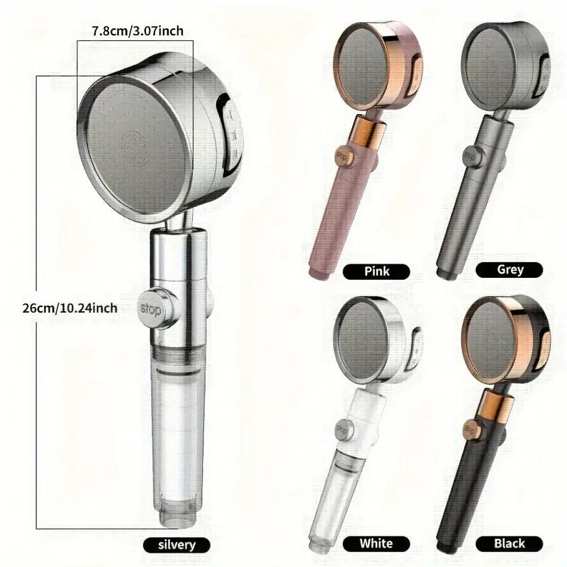 π₯ CrystalFlowq Lux 1 Booster Filter Shower Head, Three-speed Adjustment Super-pressurized Household Shower Faucet, Head Adjustable Angle Shower, Bathroom Accessories