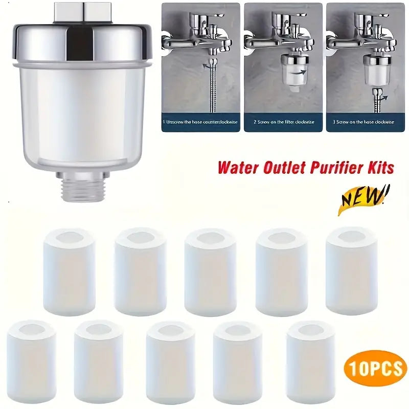 CrystalFlowQ Shower Head Water Filters - Purifies & Softens Water, Enhances Hair Health, Fits Most Interfaces, Easy Installation, Transparent Design with Metallic Lid