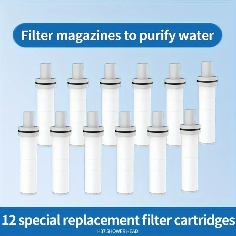 CrystalFlowQ 12-Pack Round Plastic Shower Head Filter Replacement Cartridges